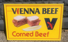 NOS Vienna Vintage Sausage Metal Tin Sign 23x35 Advertising Chicago Corned Beef picture