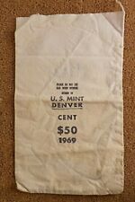 US Mint Denver Cent $50 1969 Canvas Bag Vintage United States picture
