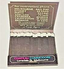 CHATEAU COMMODORE AUSTRALIA'S FINEST NEW INTERNATIONAL HOTELS MATCHBOOK RARE picture