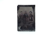 Victorian Blue Collar Working Family Portrait Fashion Photo Antique Tintype picture