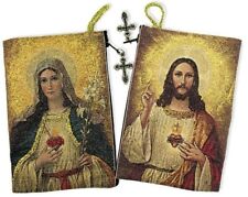 Sacred Heart & Mary Immaculate Rosary Icon Pouch Case Cloth Holder Tapestry Gift picture