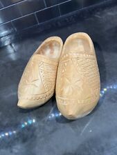 Hand Carved Wooden Clog Dutch Traditional Unpainted Wood Shoes Children’s picture