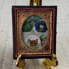 Vintage Antique Victorian Trade Card Ephemera Framed, Union Case, Chick, Flowers picture