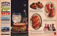 1964 7UP TWO PAGE Print Ad New York Worlds Fair Preview Intl Sandwich Gardens picture
