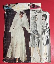 Rare 60’s Christian Dior Vogue 1346 Bride Dress Overdress Veil Sewing Pattern 16 picture