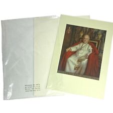 Vintage Pope John XXIII Paper Card on Silk Souvenir Vatican Catholic Ephemera  picture