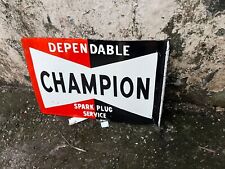 RARE PORCELAIN CHAMPION ENAMEL SIGN 24X16 INCHES DOUBLE SIDED WITH FLANGE picture