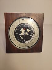 Seiko Quartz World Clock Time Red Airplane Vintage Working Desk Wood WORKS picture
