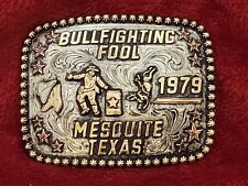CHAMPION TROPHY RODEO BUCKLE PRO BULLFIGHTER BUCKLE☆MESQUITE TEXAS☆1979☆RARE☆740 picture