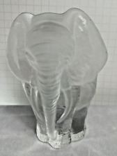 Viking Clear Frosted Glass Elephant Paperweight Bookend with Label picture