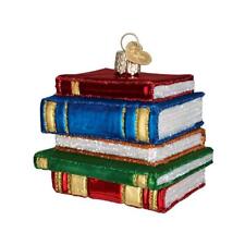 Old World Christmas Stack of Books Glass Ornament 32112 FREE BOX New Decoration picture