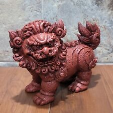 VTG Red Resin Foo Dog Lion Dragon Guardian Standing Statue Sculpture picture