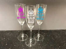 Keep Calm Wedding Flute Glass Prosecco Champagne Wine Bride Groom Bridesmaid Etc picture