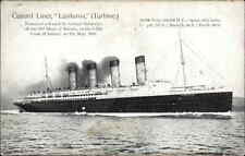 Steamship Boat Ship SS Lusitania National Series Cunard Line c1910 Postcard picture