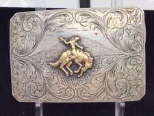 Sunset Trails Sterling Silver Belt Buckle With 14KT Gold Horse  picture