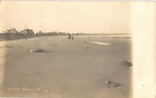 WELLS BEACH, ME antique real photo postcard rppc MAINE c1910 picture