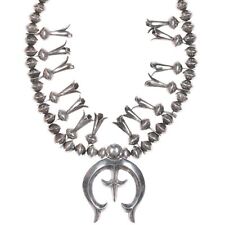 c1950's Vintage Native American Silver Squash blossom necklace picture