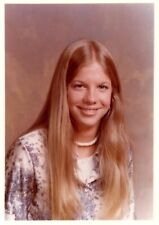 Pretty American School Girl Long Hair 1970's Portrait Found Photo VTG Original picture