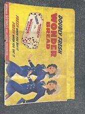Vintage Wonder Bread Cardboard Slo-Baked Store Advertising Sign WW2 Era picture