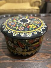 Vintage Floral Round Tin Designed By Daher Long Island New York Made In England  picture