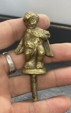 Vintage Solid Brass  Finial Cherub Angel Wings 2-1/4” Nice Old picture