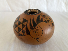 Small Carved Painted Gourd Signed by California Artist Gretchen Ceteras picture