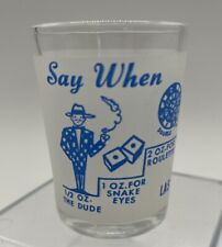 Vintage Hazel Atlas Say When Nevada Frosted Shot Glass Light Blue picture
