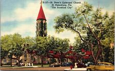 Outside St Peters Epistocal Church St Petersburg Florida PPL Gathered Postcard picture