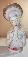 Vintage Lefton Madonna Figurine Prayer Halo Roses picture