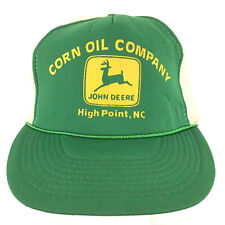 Vtg John Deere Corn Oil Company Cap Logo Mesh Foam Snapback Trucker Baseball Hat picture