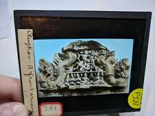 Colored Glass Magic Lantern Slide FIN Angkor Wat  FRONT ORNAMENT DECORATION MODE picture
