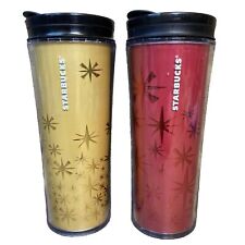 Lot Of 2 STARBUCKS Christmas 2011 12oz TUMBLER Red and Gold Snowflake Star NEW picture