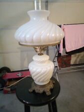 Vintage 1950s Original New York Hedco Inc Hurricane Milk Glass Lamp picture