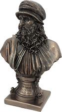 Italian Renaissance Artist Leonardo Da Vinci Figurine 9 1/8 Inch Bronze Resin St picture