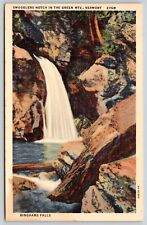Smugglers Notch Green Mountains Vermont Bingham Falls Waterfall Linen Postcard picture