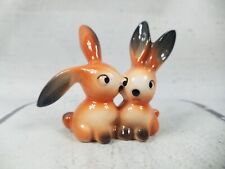 Vintage Goebel Pair Of Bunny Rabbits Figurine West Germany Black And Orange picture