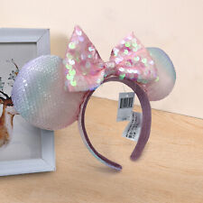 Rainbow Sequins Bow Rare Shanghai Tokyo Disney/Resort Minnie Ears Headband - picture