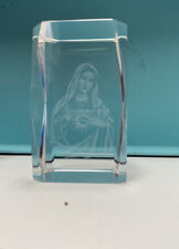 Madonna Virgin Mary Laser Etched Crystal Glass Cube Paper Weight Holographic3D/8 picture