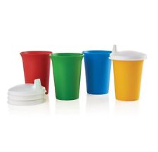 Tupperware Vintage Colors Kids 7oz Bell Tumblers 4pc+4pc White Sipper Seals NEW picture