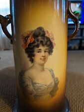 Antique Warwick IOGA Victorian Lady Portrait Vase W/ Twig Shaped Handles  picture