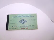 Vintage E & J Swigart Co. PREPAID RUSH ORDER POST CARDS, B-125 picture