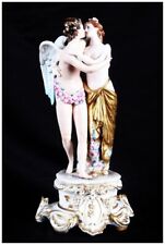 Antique Pair Figurine Austrian Cupids Neoclassical Porcelain Angel Love Statue picture
