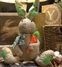 Burlap Bunny/Rabbit 🐇~w/Carrot 🥕Large 20”L~Farmhouse/Cottage~Easter/Spring~🐇~ picture