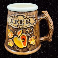 Vintage Treasure Craft Beer Stein Wood Look White Brown Apple Mug 4.5