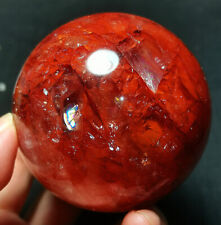 TOP 467G Natural Red Glue Flower Quartz Crystal Ball Reiki Energy Healing WD1071 picture