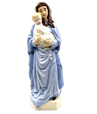 VTG Madonna Mother Mary Holding Baby Jesus Ceramic Statue Religious Signed 13” picture