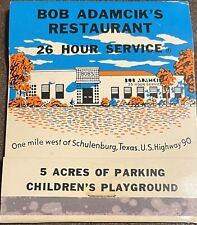 1940’s Vintage Bob Adamcik’s Cafe Giant Matchbook Schulenburg Texas picture