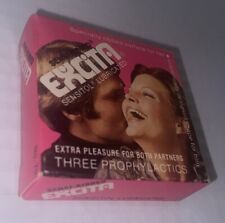 VTG 1977 Excita 3 Condoms Prophylactics Prop Funny Gag Scmid Labs L Falls NJ NOS picture