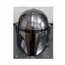 Mandalorian 18 Guage Steel Medieval Star Wars Helmet Replica With Chin Strap picture