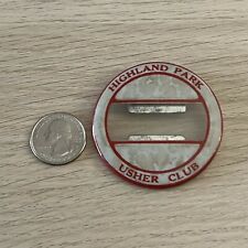 Highland Park Usher Club Vintage Name Badge Pinback Button #43176 picture